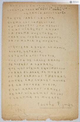 Romance en veinte de menor cuantía para nuestra señora