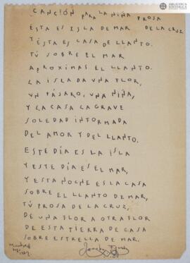 Canción para la niña prosa de la cruz